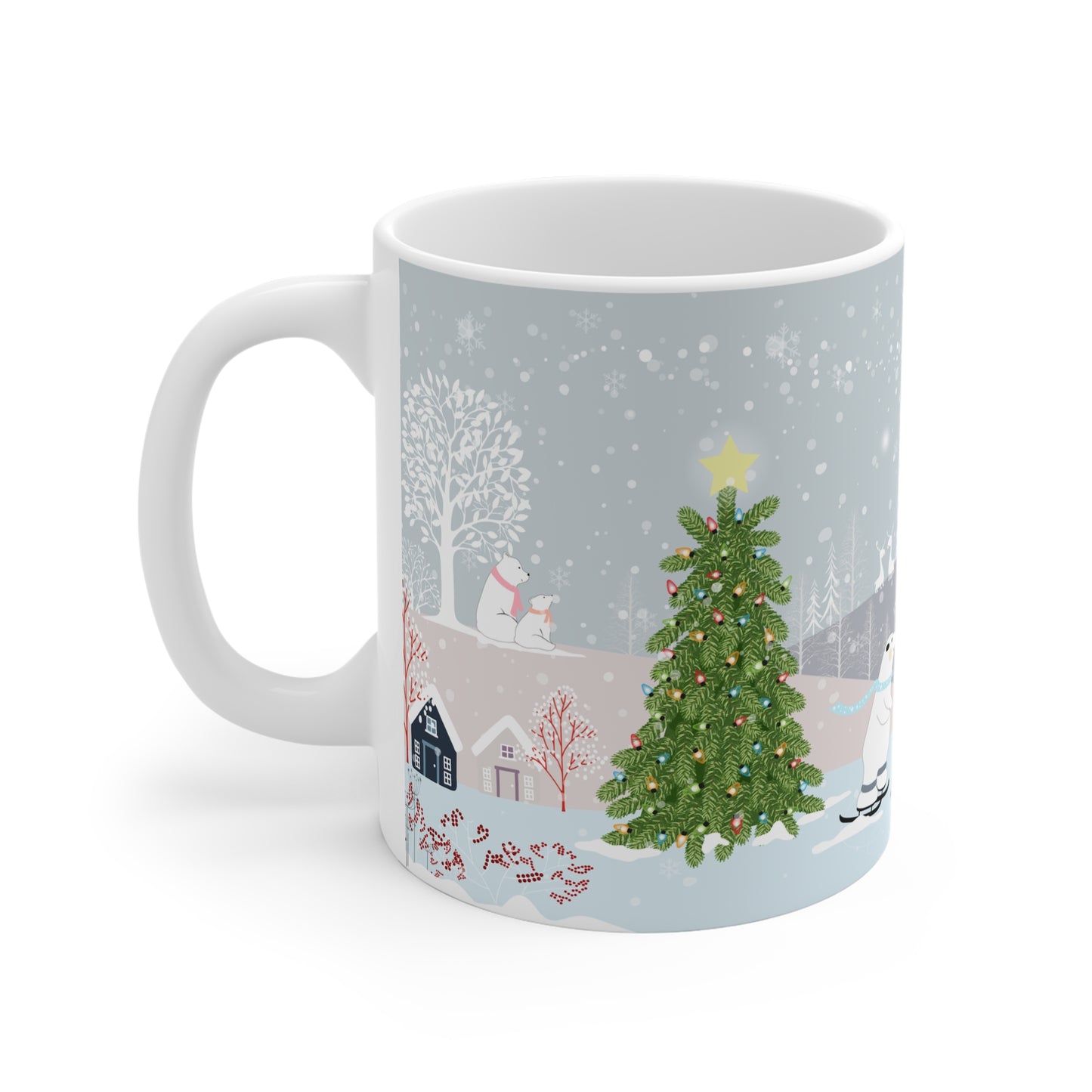 11oz Christmas Polar Bear Skiing Mug