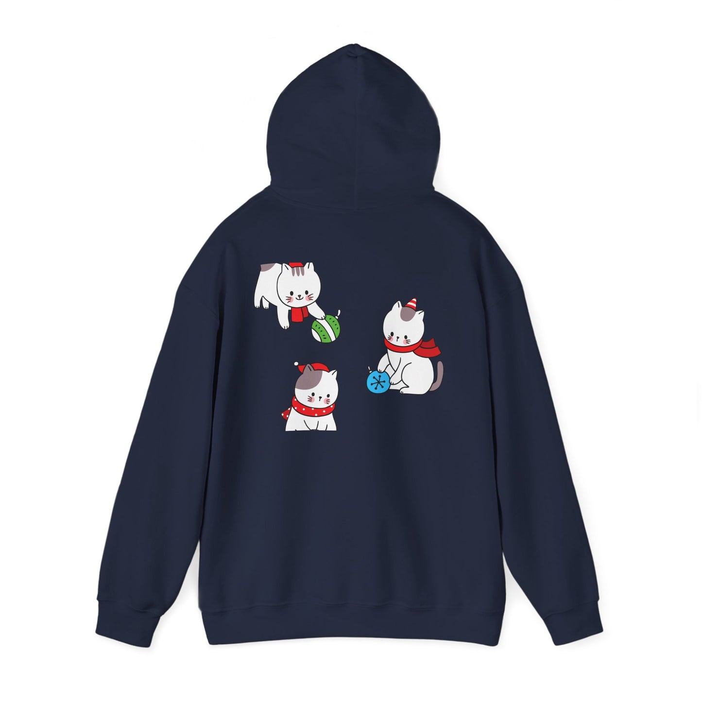 Christmas 3 Cats Play With Balls Hoodie