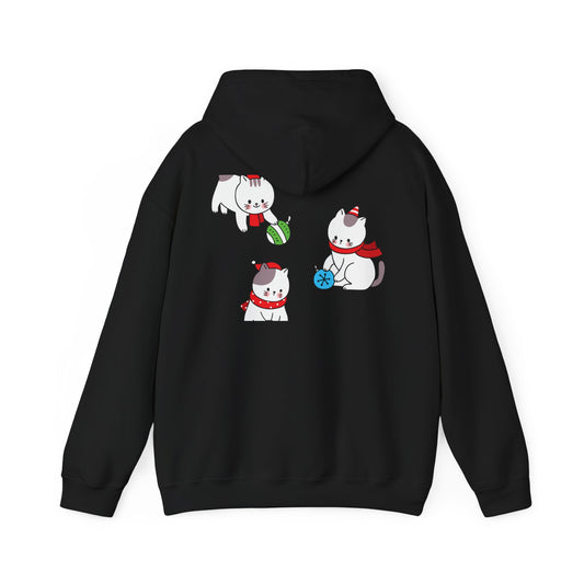 Christmas 3 Cats Play With Balls Hoodie