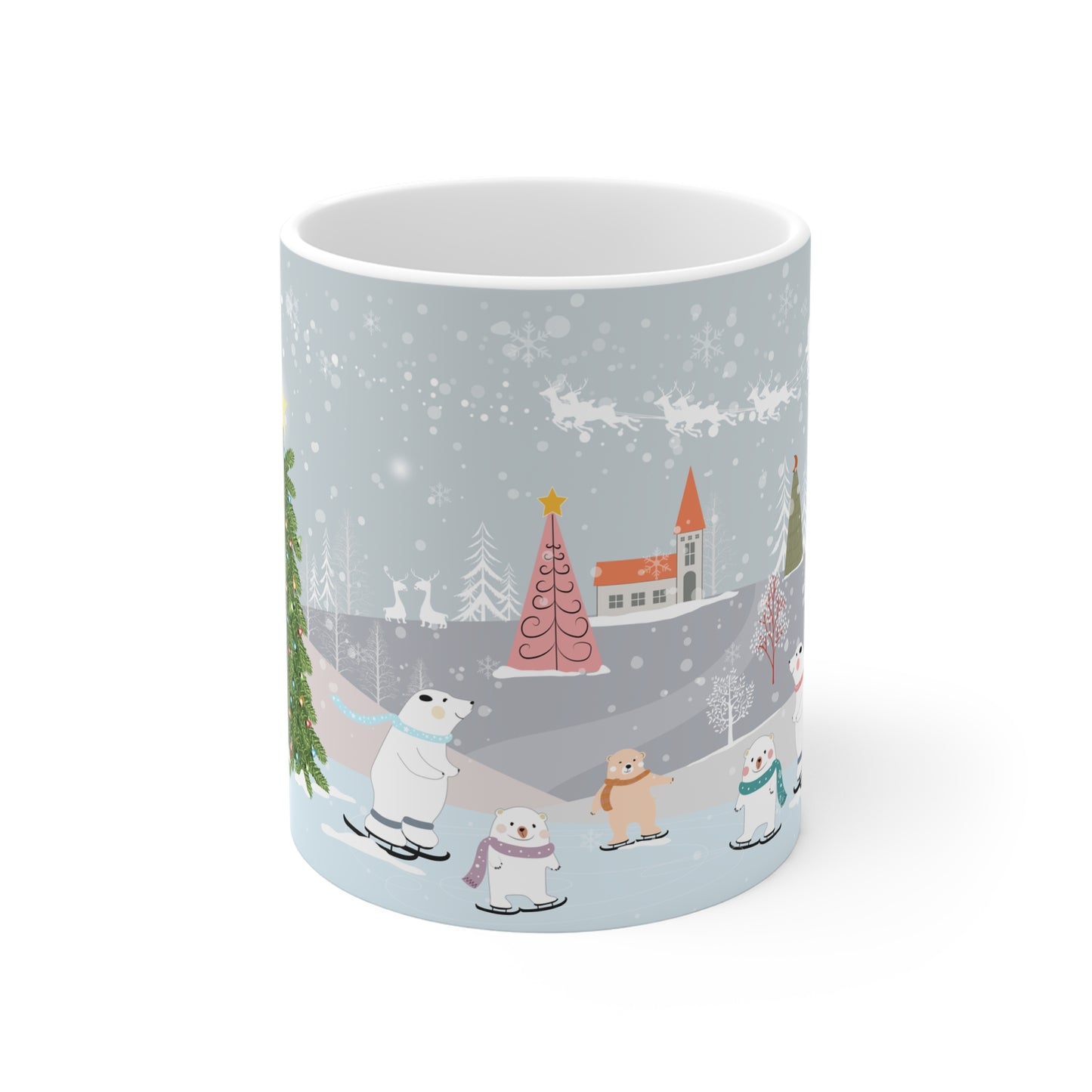 11oz Christmas Polar Bear Skiing Mug