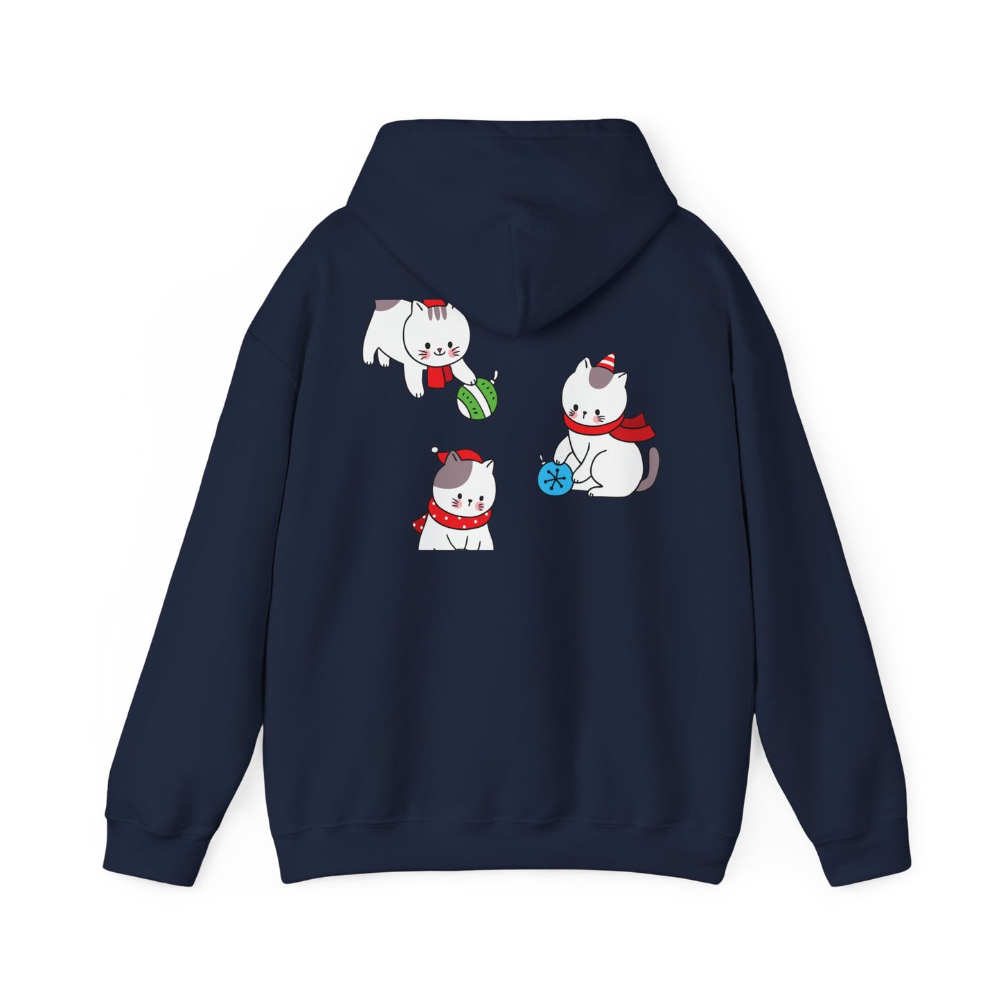Christmas 3 Cats Play With Balls Hoodie