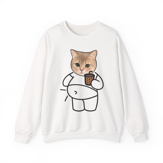 Cat Holding Boba Tea Sweatshirt