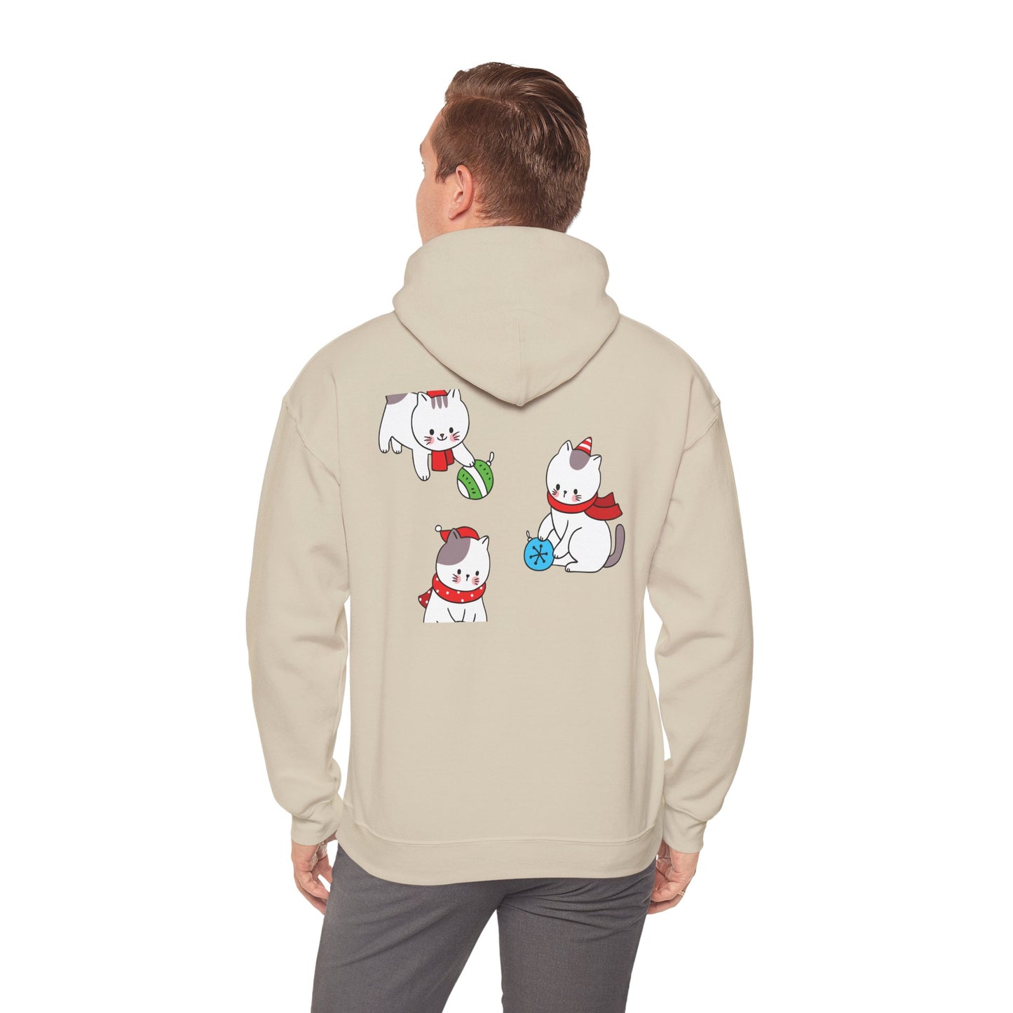 Christmas 3 Cats Play With Balls Hoodie