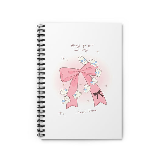Pink Bow Bunnies White Notebook