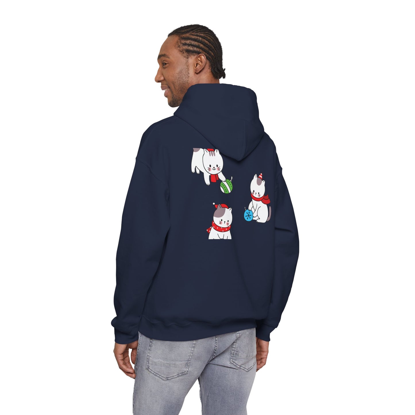 Christmas 3 Cats Play With Balls Hoodie