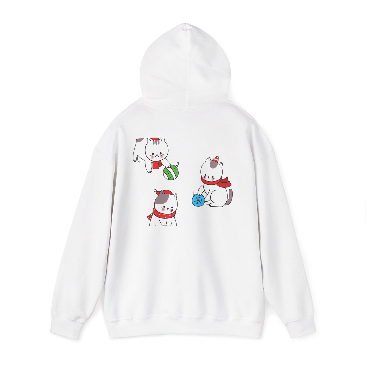 Christmas 3 Cats Play With Balls Hoodie