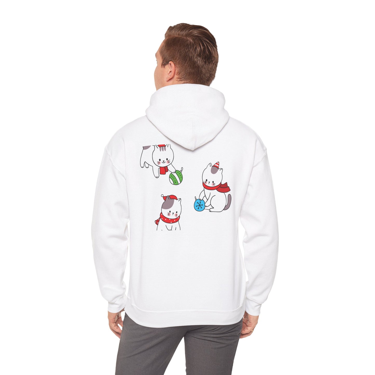 Christmas 3 Cats Play With Balls Hoodie