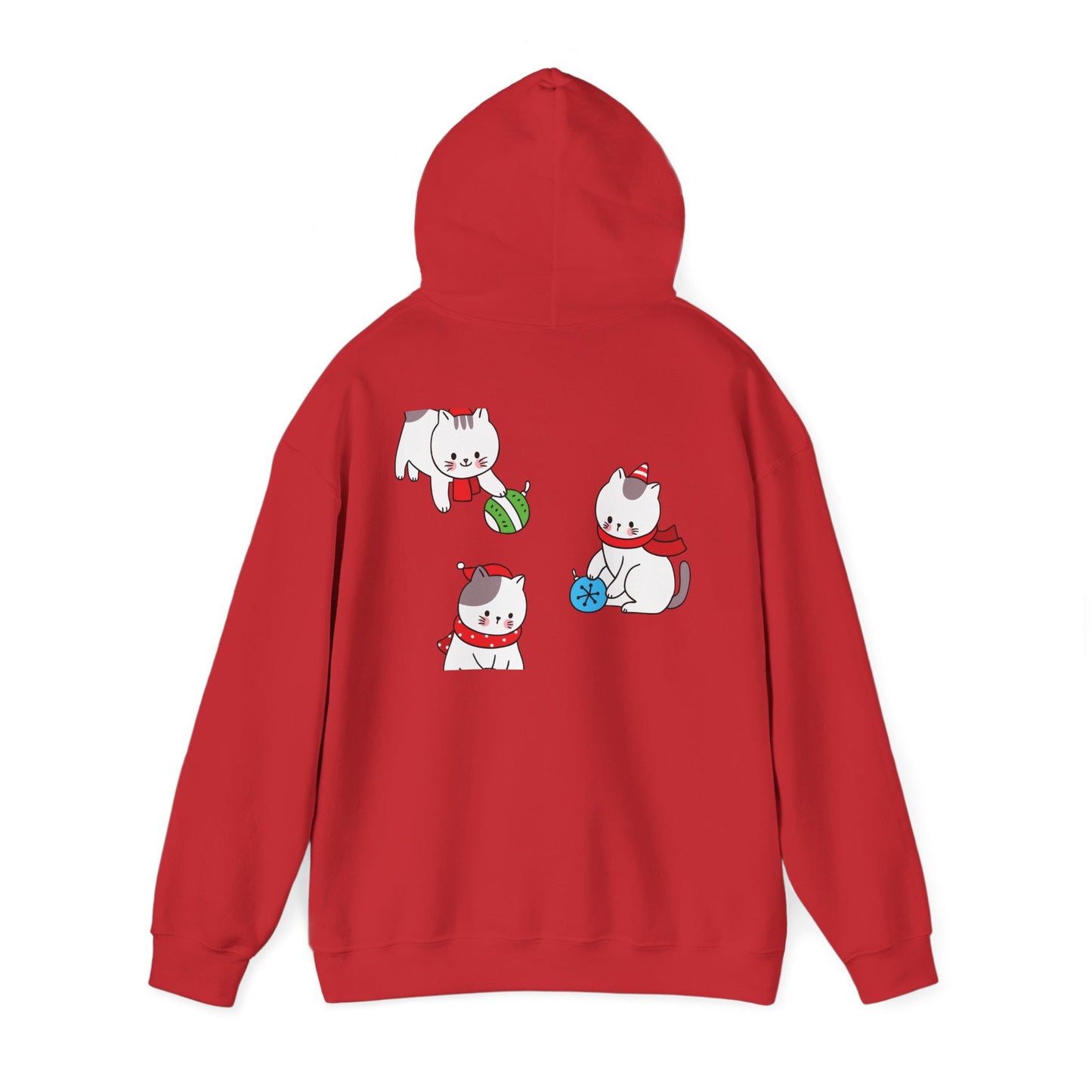 Christmas 3 Cats Play With Balls Hoodie