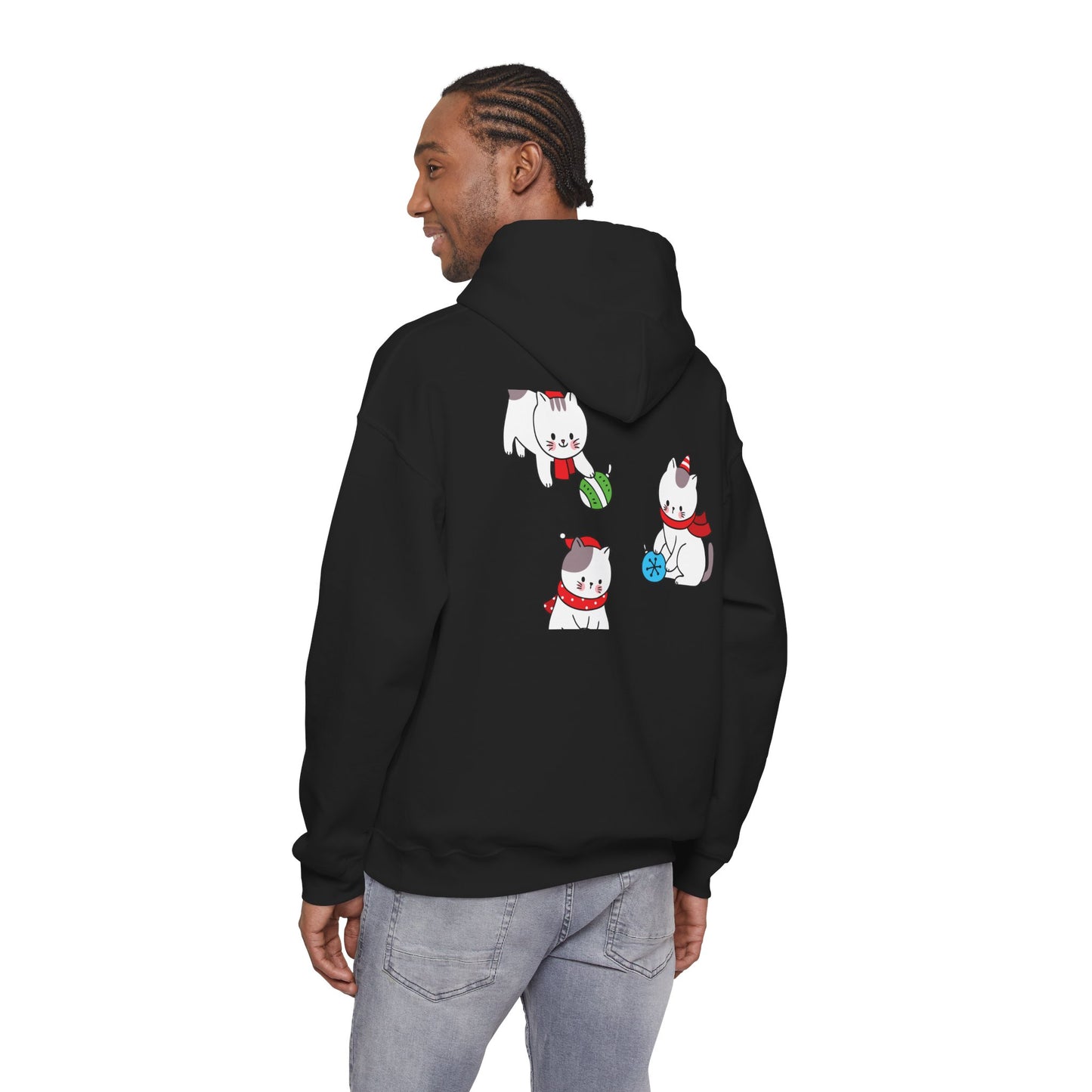 Christmas 3 Cats Play With Balls Hoodie