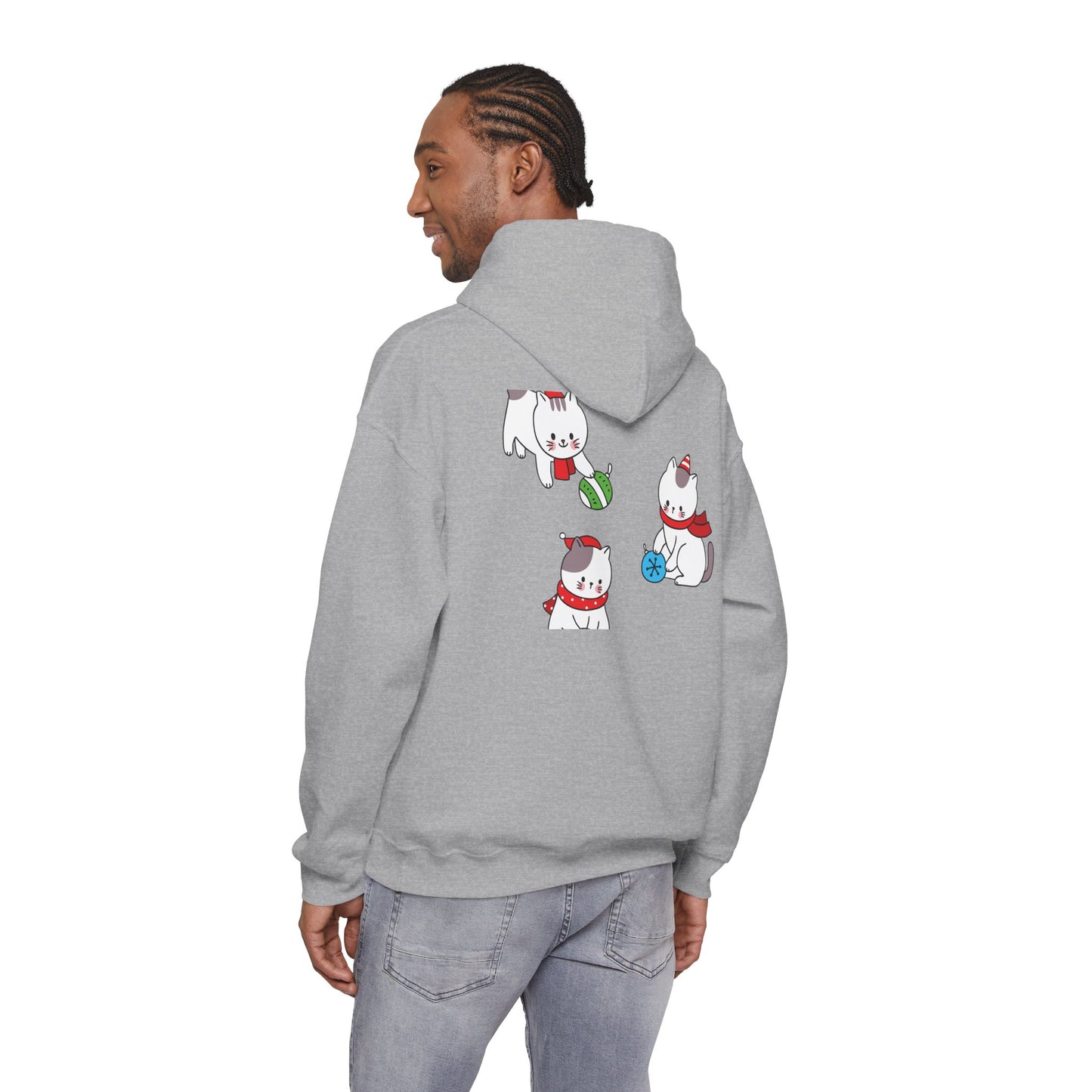 Christmas 3 Cats Play With Balls Hoodie