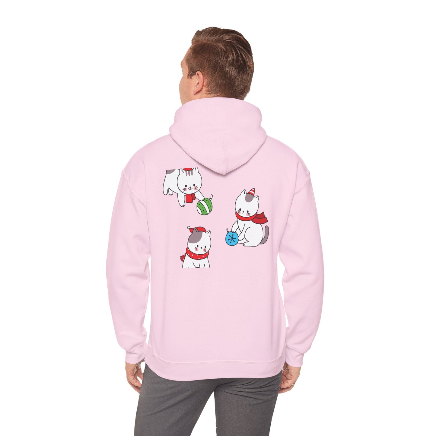 Christmas 3 Cats Play With Balls Hoodie
