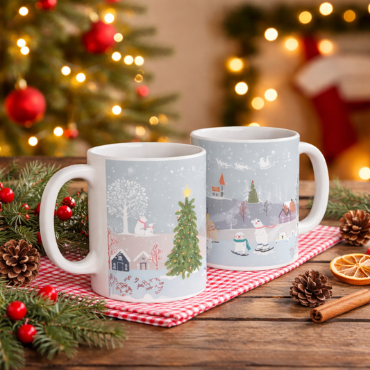 11oz Christmas Polar Bear Skiing Mug