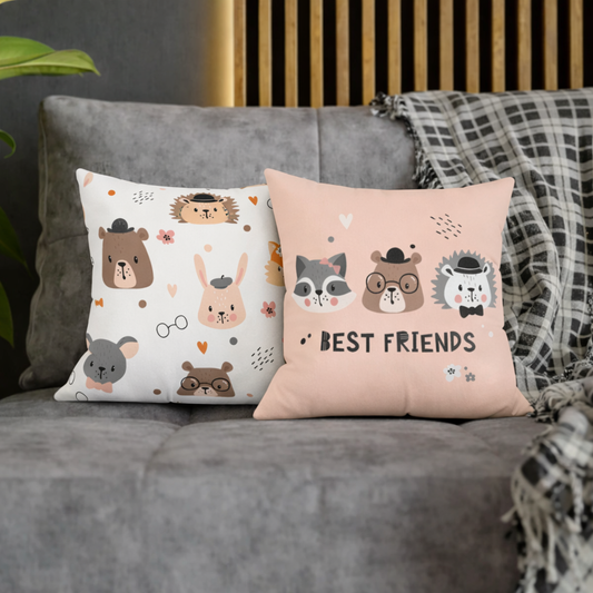Wild Animals Best Friends Square Pillow