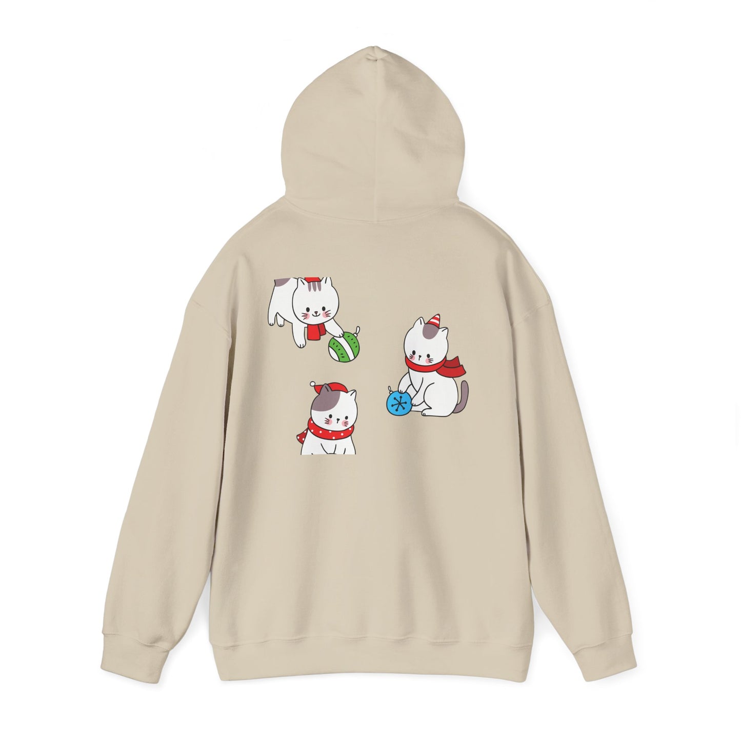 Christmas 3 Cats Play With Balls Hoodie