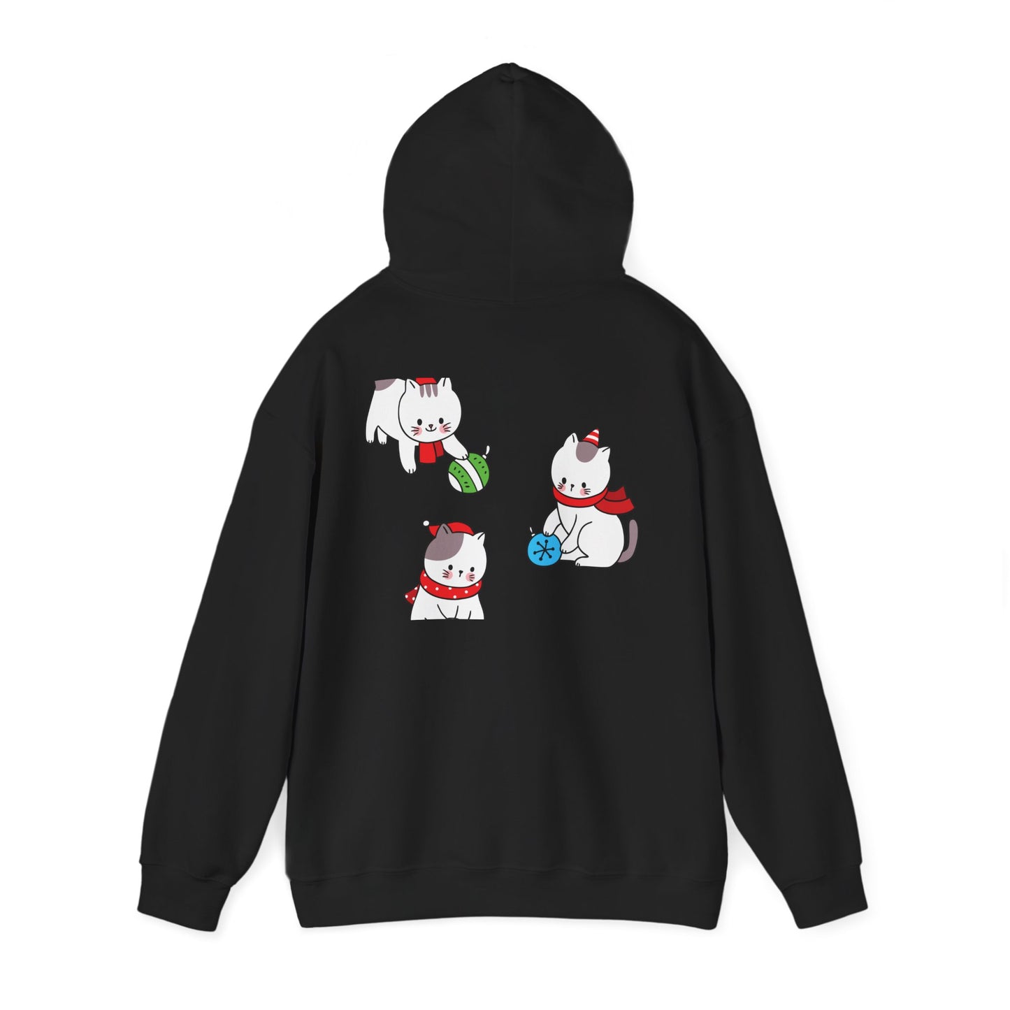 Christmas 3 Cats Play With Balls Hoodie