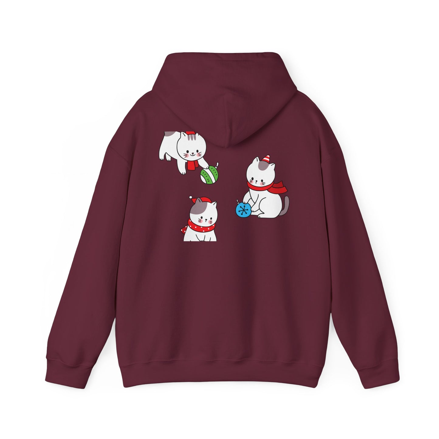 Christmas 3 Cats Play With Balls Hoodie
