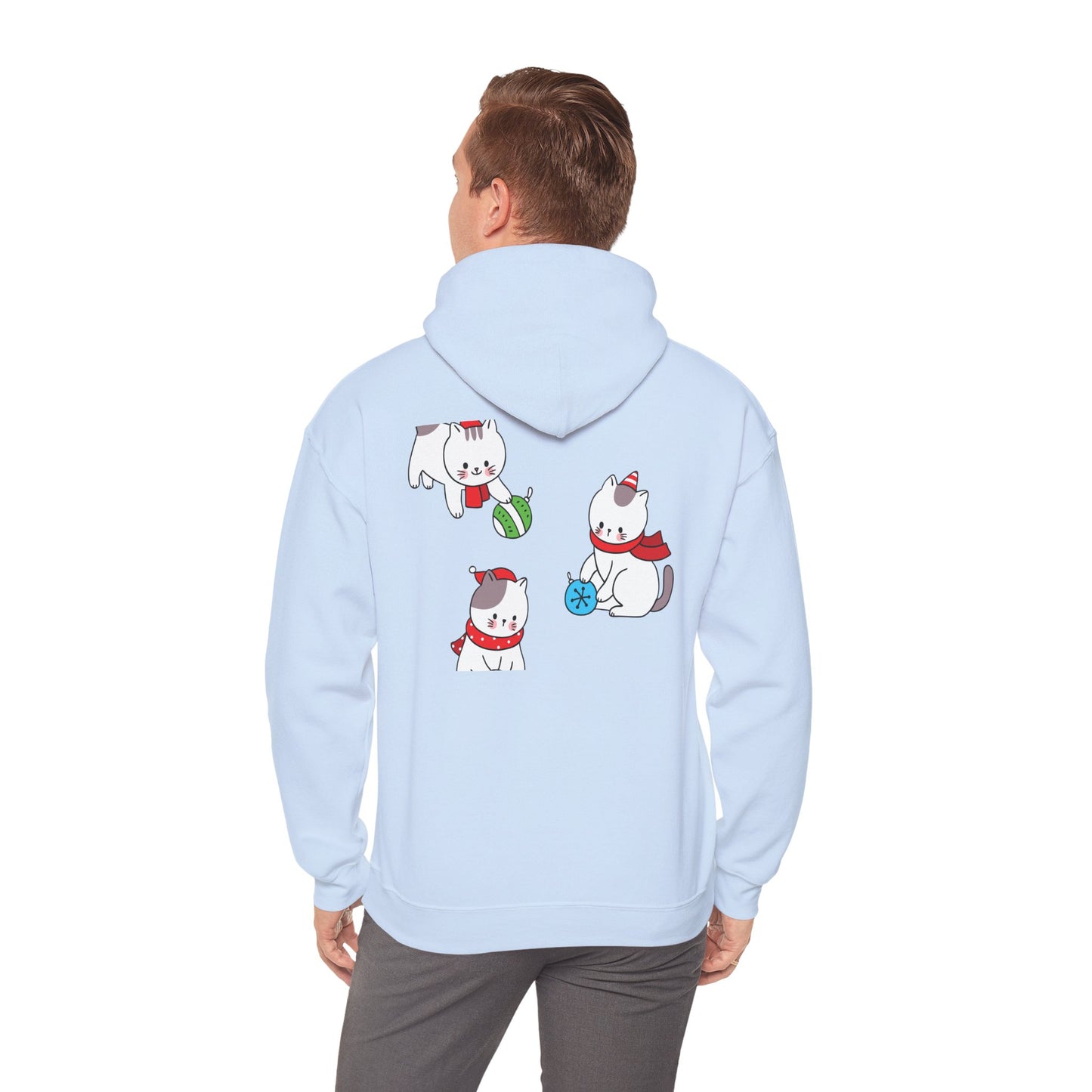 Christmas 3 Cats Play With Balls Hoodie
