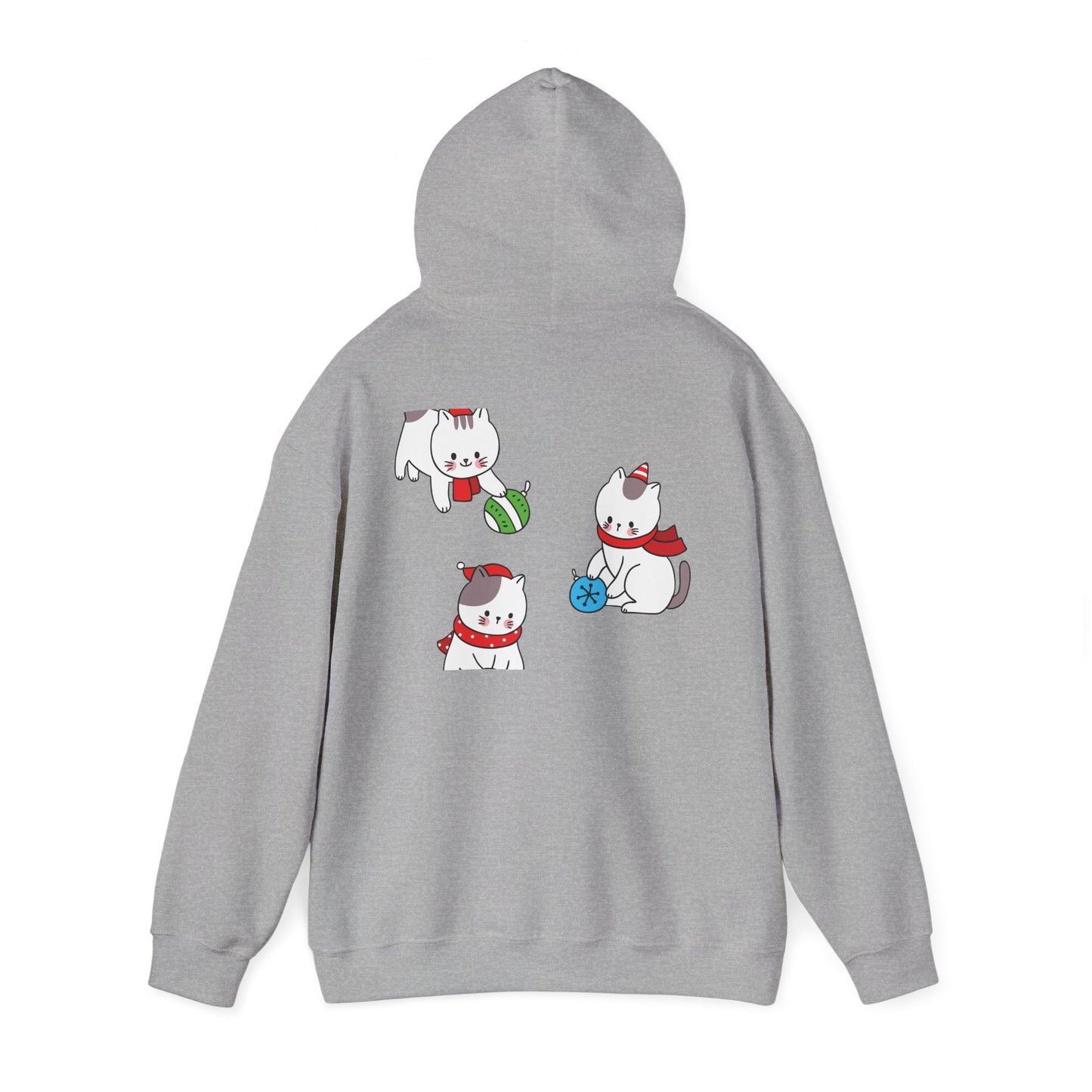 Christmas 3 Cats Play With Balls Hoodie