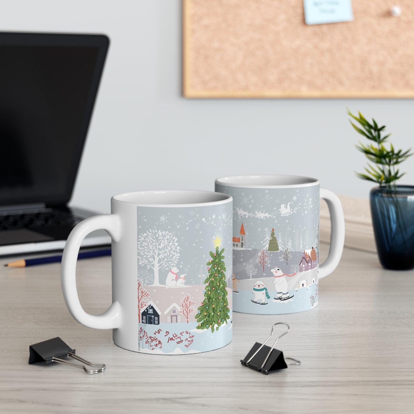 11oz Christmas Polar Bear Skiing Mug
